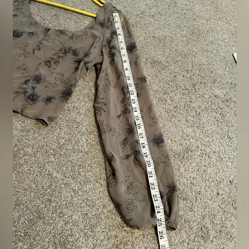 House of Harlow 1960 REVOLVE Womens S Blouse Smocked Top Floral Sheer small Gray