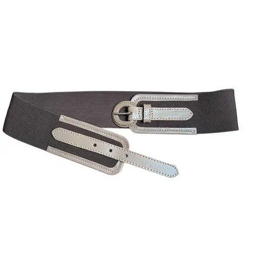 Linea Pelle Leather Stretch Women’s Statement Belt Corset Waist Brown Boho Retro