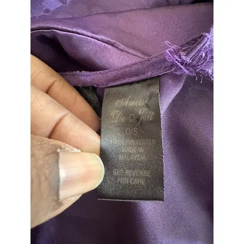 Vintage Amour De Nuit Purple Robe Silky Floral Whimsical Sz O/S Will Fit S