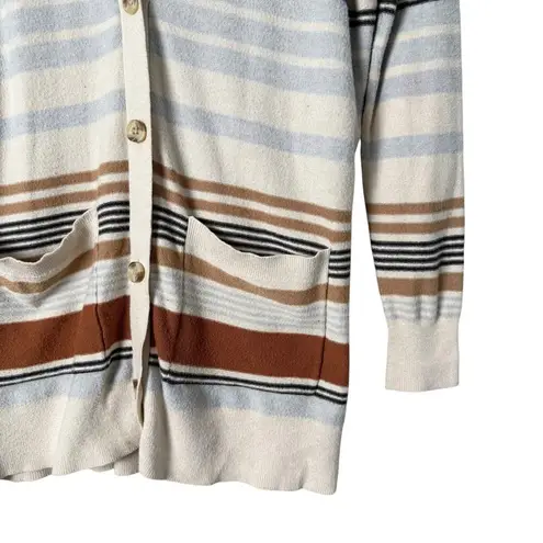 Abercrombie & Fitch  Striped Cardigan Grandpacore Sweater Brown Cream‎ Blue, M