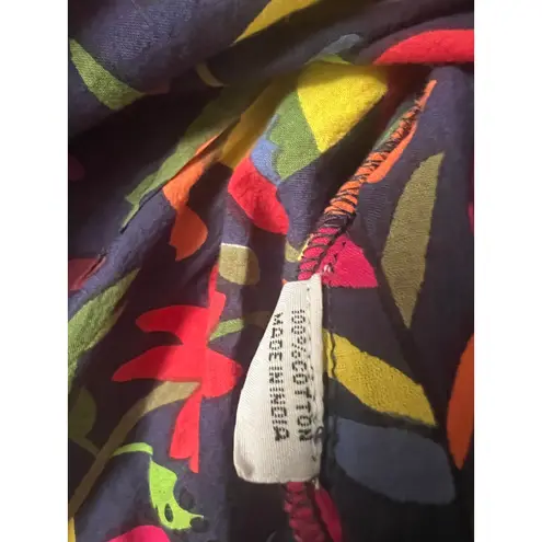 Kikisol 100% Cotton Pinata Fiesta Tunic Top XL Navy Alebrijes Animals Mexican Blue