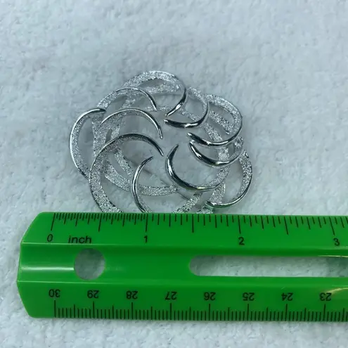 Vintage Sarah Coventry Tailored Swirl Pin Brooch Textured Silver Tone Openwork