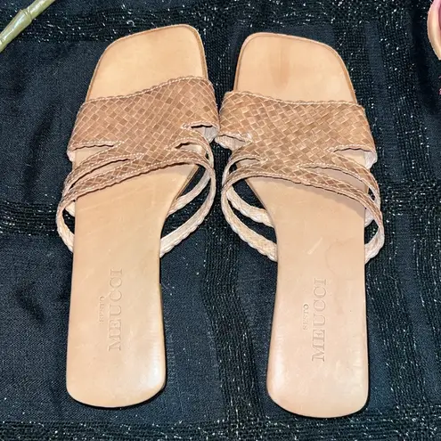 Sesto Meucci Tan 100% Italian Leather Size 8 Sandals