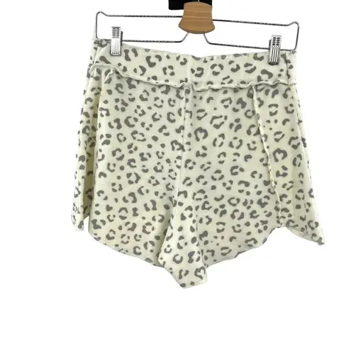 Free People  Rain Check Lounge Shorts‎ Leopard Print Cream Gray Size Large