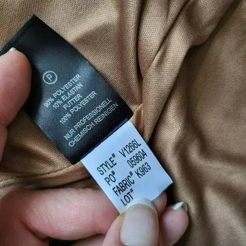 Adrienne Vittadini Womens Tan Camel Faux Suede Moto Jacket Asymmetrical Zip M