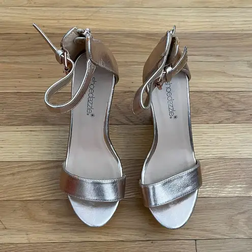 Shoedazzle Dalia Metallic Cork Wedge Heels