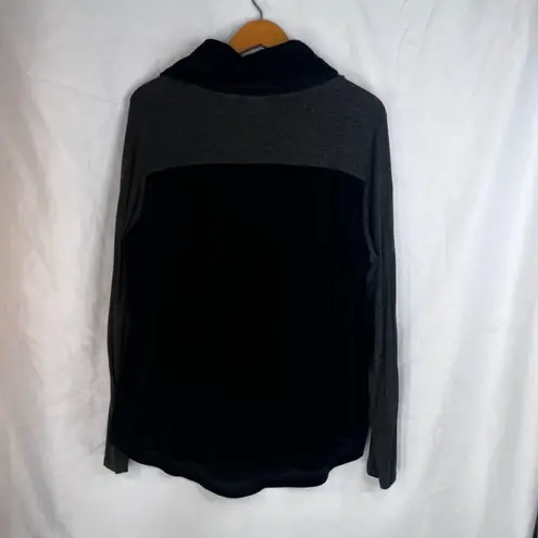 Chicos Zenergy Velvet Velour Panels Cowl Neck Sweater Two Tone Size 2