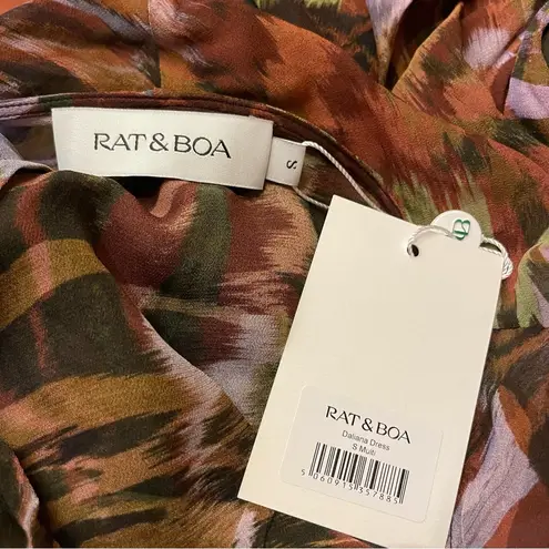 Rat & Boa Daliana Tropical Print Resortwear Semi Sheer Long Sleeve Maxi Dress S