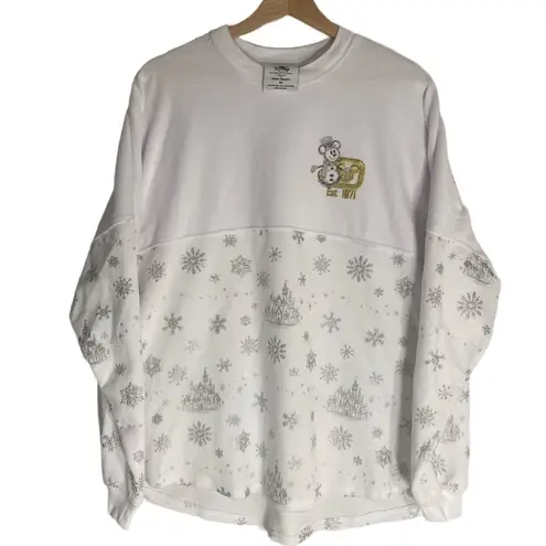 Spirit Jersey Walt Disney World Holiday Silver Gold Christmas Castle Velour - M