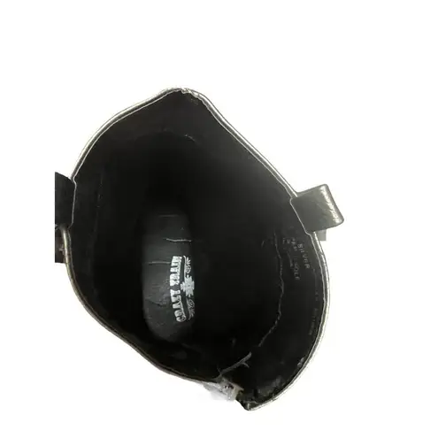 Crazy Train Boots Womens Size 10 Black Silver Faux Leather Pointed Toes