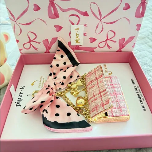 Piper K Pink Bow Bag Charm Keychain