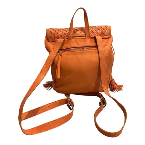 Orange Woven Leather Backpack