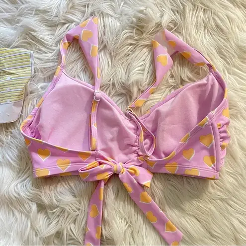 Stoney Clover Lane Lilac Heart Flutter Ruffle strap bikini swim top D/DD D DD