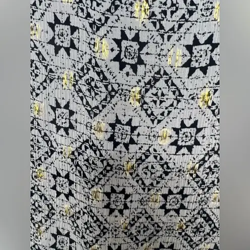 Lavender Brown NTM: , Black & Cream Print with Gold Threads Mini Dress Sz L