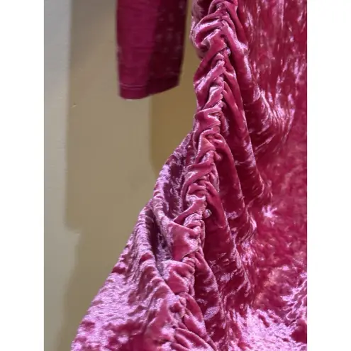 Saylor Emorie Crushed Velvet Mini Dress in Hot Pink Corset Ruched Size Small