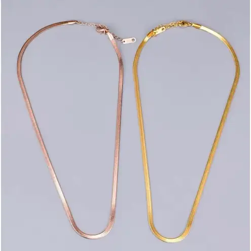 Boutique 3mm Gold Herringbone Necklace | Gold Plated‎ Sterling Silver