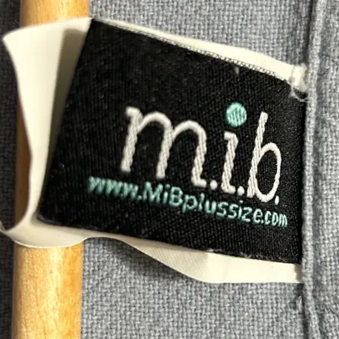 MiB Women Tunic Top 2X Slate Blue Button Front Textured Cotton Lagenlook Coastal