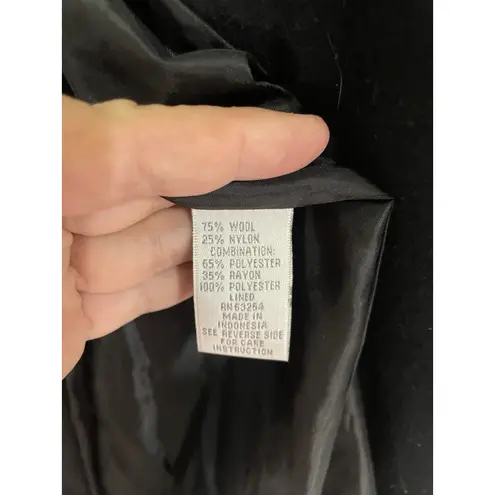 Dress Barn Wool Blend Open Trench Long Jacket Houndstooth Women’s 10 Black