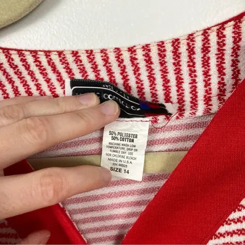 Vintage Womens L Red & White Striped Varsity Cardigan Preppy Nautical Coastal Size L