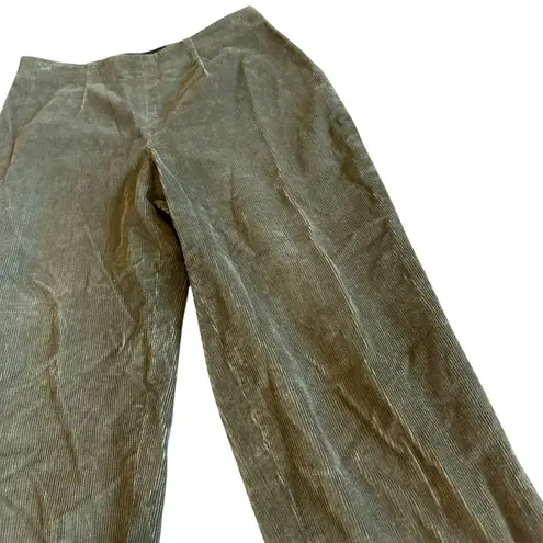 Piazza Sempione Green Corduroy Cropped Length Pants Back Slit Classic Size 40 4