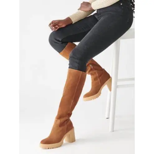 New! DOLCE VITA Boots Womens Suede Leather Corry H2O Tall Boots Sz 7.5 $240 Brown