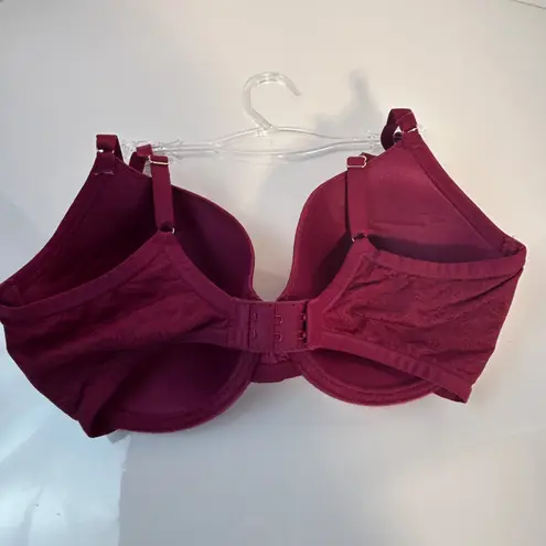 Natori Full Coverage Jacquard Lace Underwire Bra Burgundy 32DD