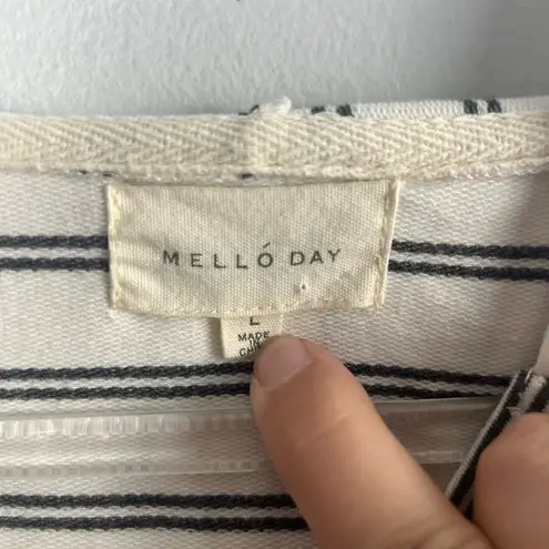 Mello Day Womens White Striped Long Sleeve Casual Pullover Hoodie Size Large