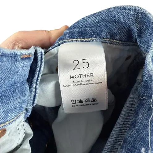 Mother Denim High Waisted Hiker Hover Straight Leg in Slay It With Flowers 25 Blue