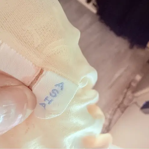 Vintage Bergdorf Goodman Asha sleeveless floral lace ruffle long robe nightgown Tan