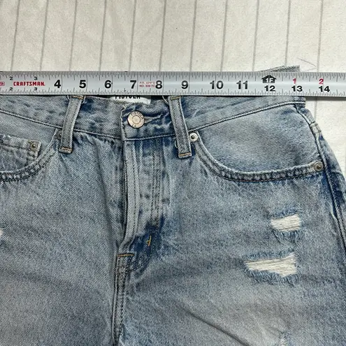 Pistola Women's Frayed Hem Jean Shorts - Light Blue, Distressed Shorts, Button