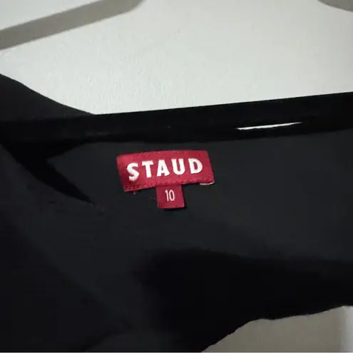 STAUD Prismatic Asymmetric Cutout Ribbed-knit Maxi Dress Black Size 10