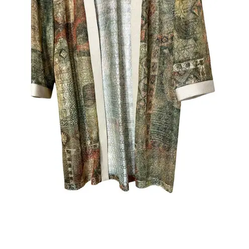 R & M Richards Vintage By Karen Kwong Green Multicolor Duster