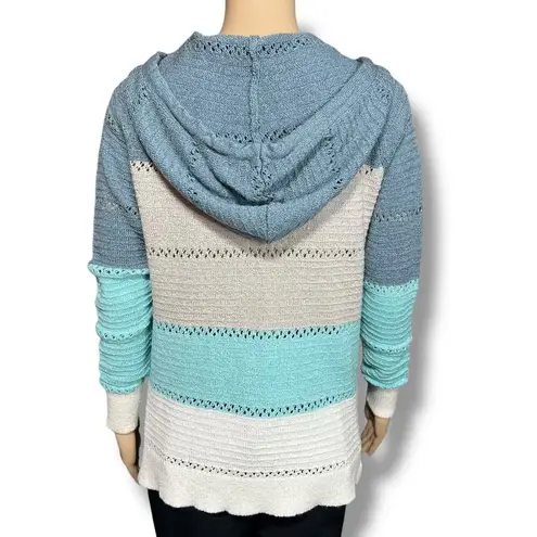 Boutique Womens Hoodie Sweater Hooded Pullover Lightweight Colorblock Medium