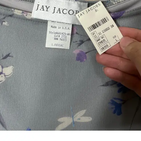 Vintage Jay Jacobs Y2K Floral Skirt Set Size M Blue Purple Ruffle Hem Sleeveless Gray Size M