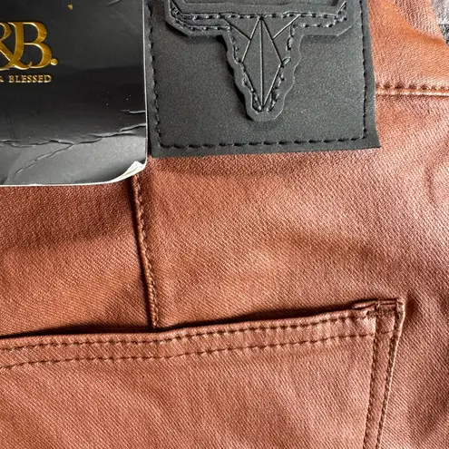 L&B Lucky Blessed Laredo Faux Leather High Waisted Western Flare Pants Size 12