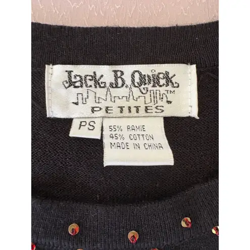 Jack B Quick Vintage Christmas Sweater Santa Presents Embroidered Size PS Black