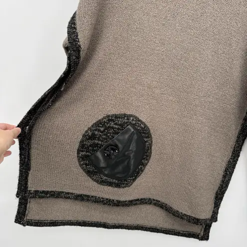 Kaktus Brown Textured Crewneck Sweater Black Boho Size Medium Acrylic Tan