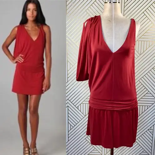 Haute Hippie Crimson Crush Cowl Sleeve Mini Dress