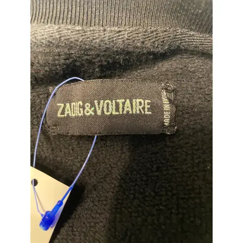 ZADIG&VOLTAIRE Skull Black Sweatshirt Gold Embellishment Raglan Sleeve Size S