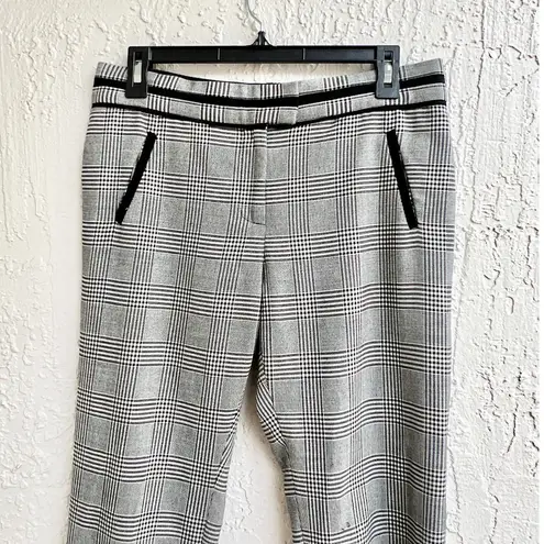Veronica Beard Plaid High Waisted Straight Leg Trouser Pants Gray Women's US 6