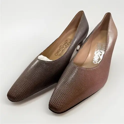 Salvatore Ferragamo New Never Worn Snakeskin Pumps Heels Leather Made Italy 8.5