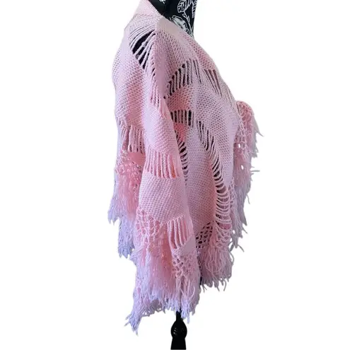 Handmade Knit Lace Sweater Wrap Fringe Scarf Shawl Winter Poncho Spring White Size undefined