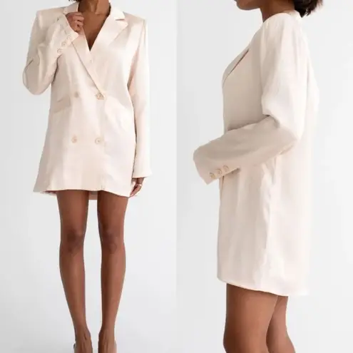 Rumored James Notched Satin Blazer Mini Dress Champagne MEDIUM Cocktail Party
