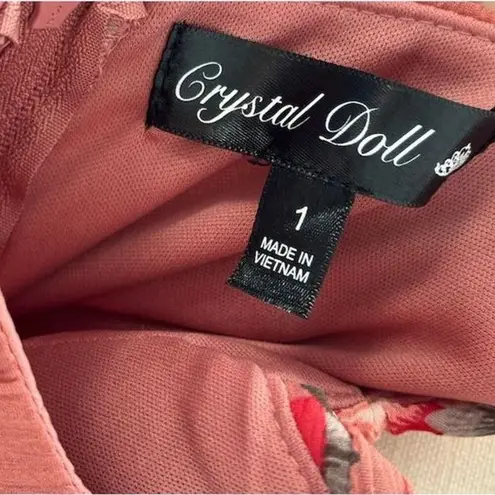 Crystal Doll NWOT Pink Floral Tiered Maxi Dress Size 1 or Womens XXS