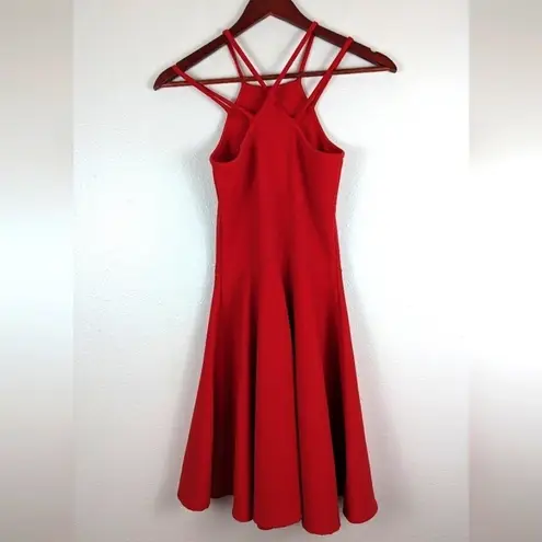 Gaze USA Small Bright Red Strappy Lattice Mini Dress Flirty Fit and Flare