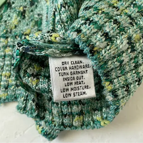 St. John Couture Green Teal Tweed Knit Jacket Blouse with Bows Size L