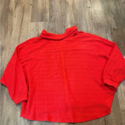 Bucket List Relax in Red Oversized Henley Sweater Size M