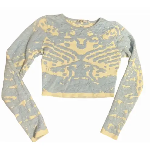 Lucy Paris  Textured Knit 2-Piece Set Top & Skater Skirt Blue Cream Size M