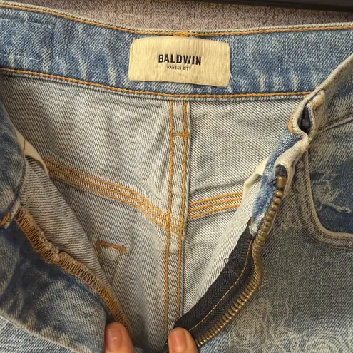Baldwin Women Sz 28 Blue Harley Rose‎ Floral Zip Up High Rise Skinny Denim Jeans