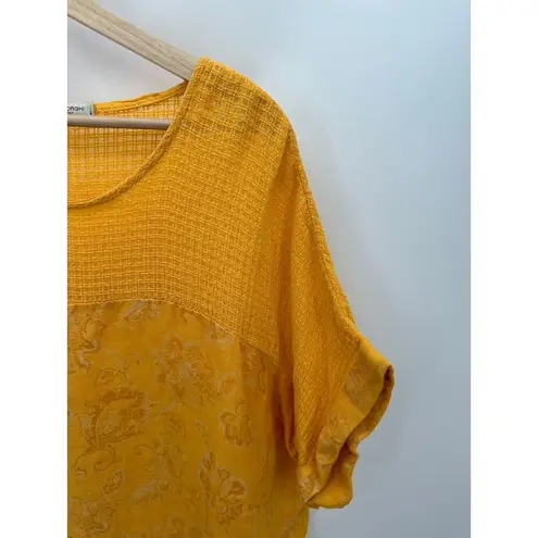 Viola Borghi Top Women LARGE Orange 100% Linen Short Sleeve Made in Italy